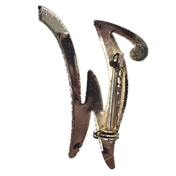 Vtg Script Letter "M" Pin Brooch Silver Tone Monogram Initial Gift Keepsake Name - Picture 3 of 8